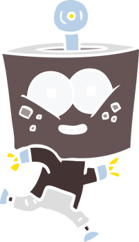 happy flat color style cartoon robot running png