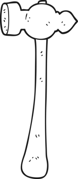 drawn black and white cartoon hammer png