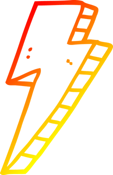 warm gradient line drawing of a cartoon lightning bolt png