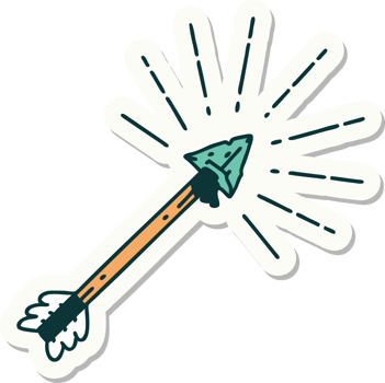 sticker of a tattoo style old flint tip arrow png