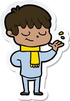 sticker of a cartoon happy boy png