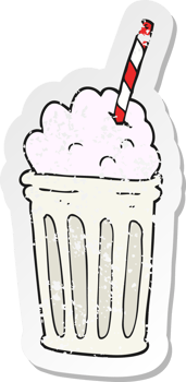 retro distressed sticker of a cartoon milkshake png