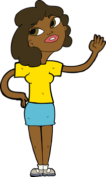 cartoon woman waving png