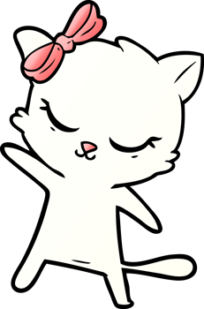 cute cartoon cat with bow png