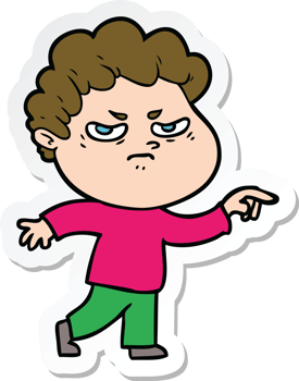 sticker of a cartoon angry man png