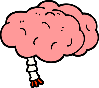 hand drawn doodle style cartoon brain png