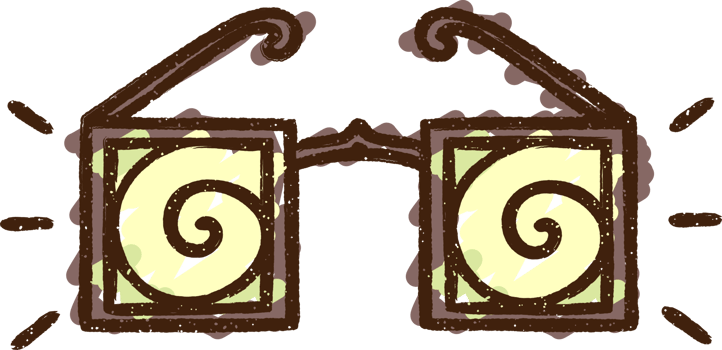 a pair of glasses with a yellow and brown design png