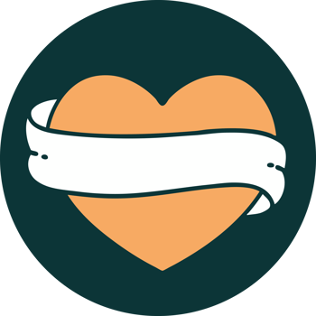 iconic tattoo style image of a heart and banner png