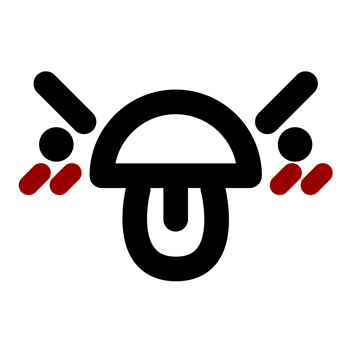 a mushroom icon with two red and black arrows png