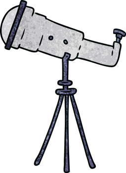 hand drawn textured cartoon doodle of a large telescope png