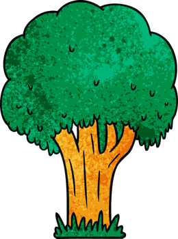 hand drawn textured cartoon doodle of a summer tree png