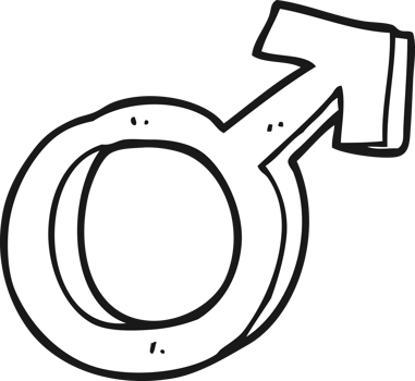 drawn black and white cartoon male symbol png