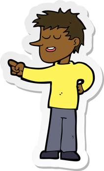 sticker of a cartoon man pointing png