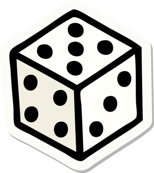sticker of tattoo in traditional style of a dice png