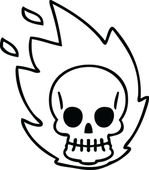 line drawing quirky cartoon skull png