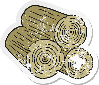 retro distressed sticker of a cartoon logs png