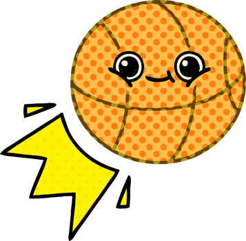 comic book style cartoon of a basketball png