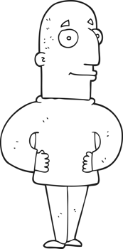 drawn black and white cartoon content man png