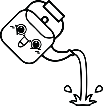 line drawing cartoon of a pouring kettle png