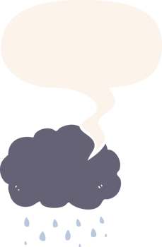 cartoon cloud raining with speech bubble in retro style png