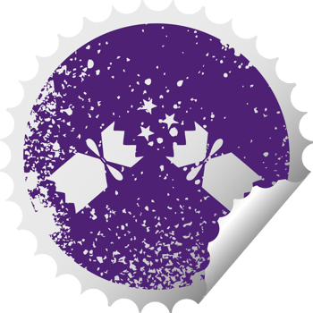 distressed circular peeling sticker symbol of a christmas cracker png