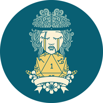 Retro Tattoo Style crying human barbarian with natural one roll png