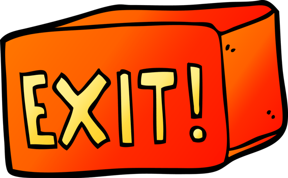 cartoon doodle exit sign png