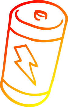 warm gradient line drawing of a cartoon battery png