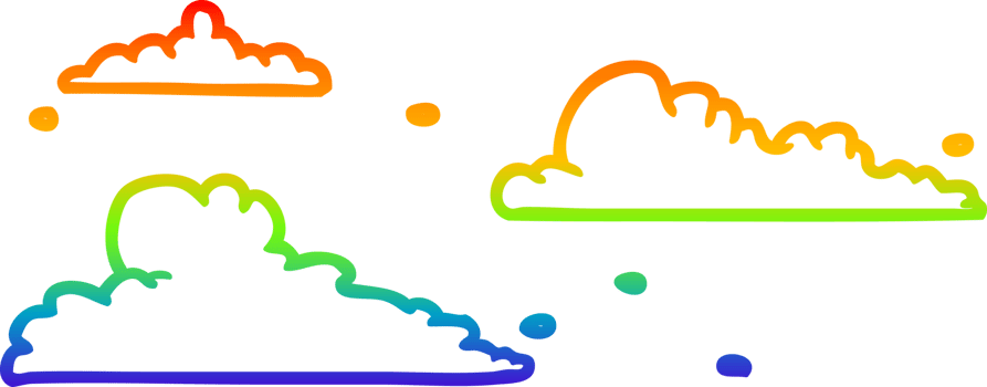 rainbow gradient line drawing of a clouds drifting by png