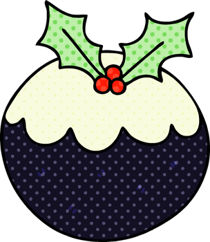 comic book style quirky cartoon christmas pudding png