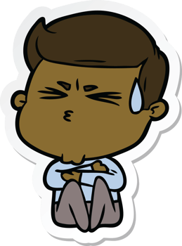 sticker of a cartoon man sweating png