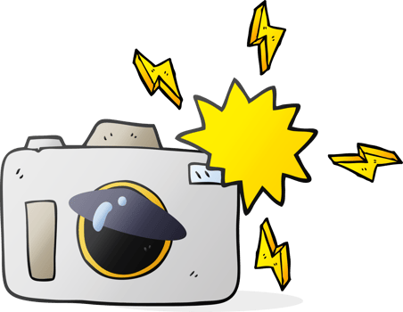 freehand drawn cartoon flashing camera png