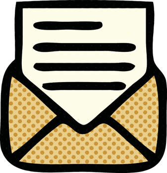 comic book style cartoon of a letter and envelope png