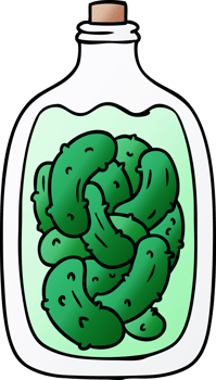 hand drawn gradient cartoon doodle jar of pickled gherkins png