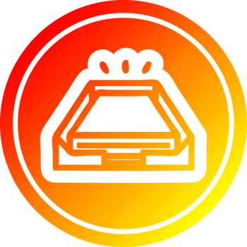 low office paper stack circular icon with warm gradient finish png