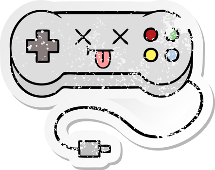 distressed sticker of a cute cartoon game controller png