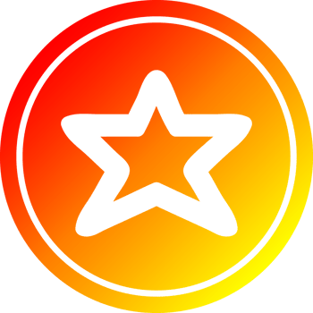 star shape circular icon with warm gradient finish png