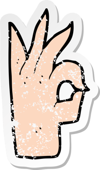 retro distressed sticker of a cartoon okay hand gesture png