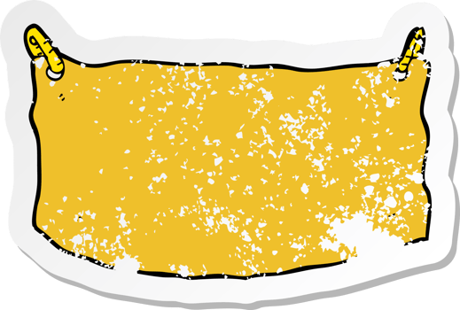 retro distressed sticker of a cartoon cloth banner png