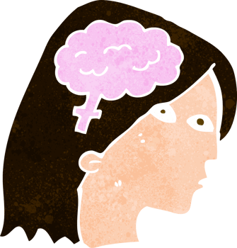 cartoon female head with brain symbol png