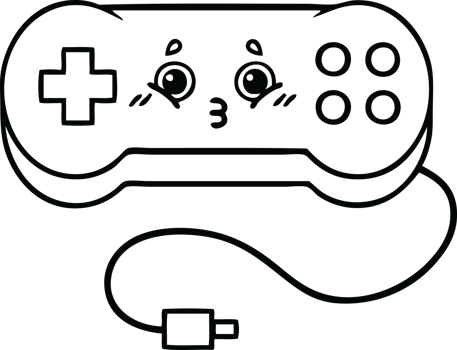 line drawing cartoon of a game controller png