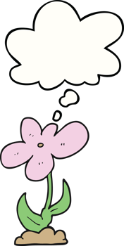 cartoon flower with thought bubble png