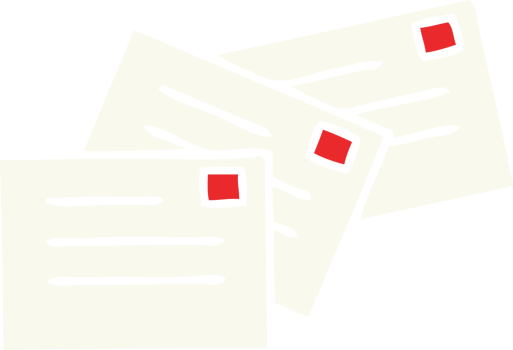 flat color retro cartoon of a letters png