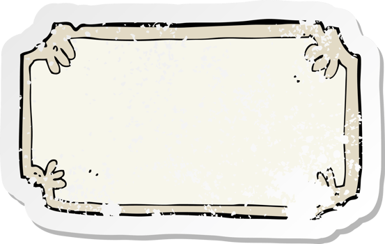 retro distressed sticker of a cartoon old frame banner png