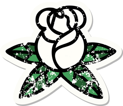 distressed sticker tattoo in traditional style of a single rose png