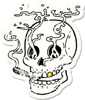 distressed sticker tattoo in traditional style of a skull png