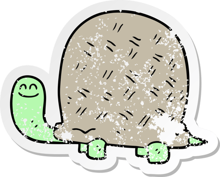 retro distressed sticker of a cartoon tortoise png