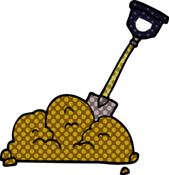 cartoon doodle shovel in dirt png