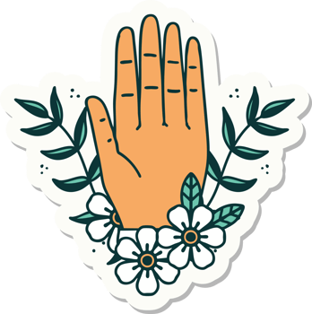 sticker of tattoo in traditional style of a hand and flower png