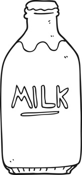drawn black and white cartoon milk bottle png